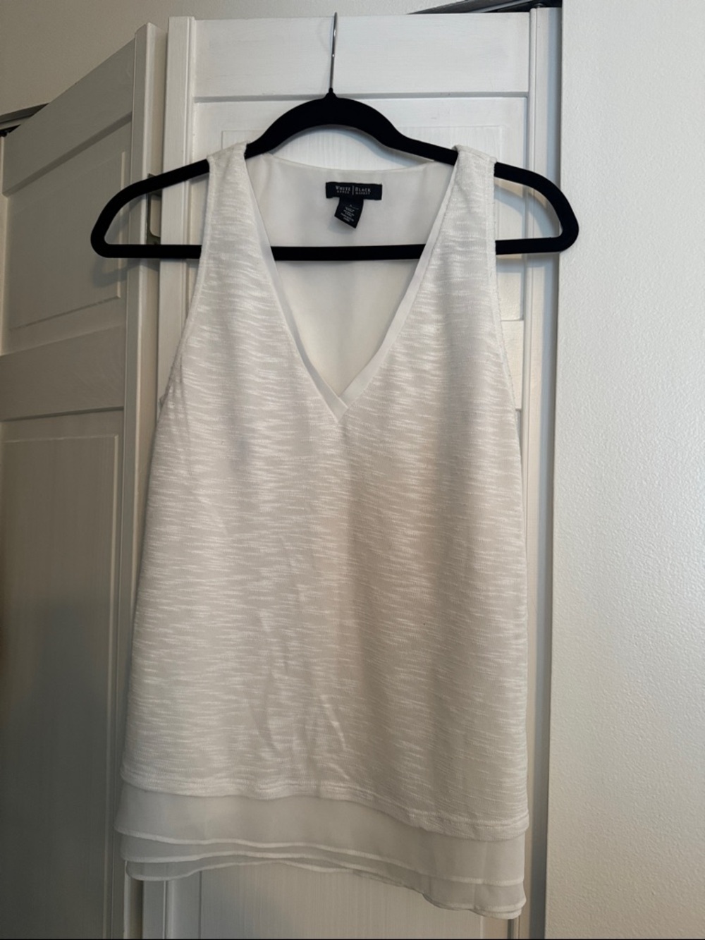 White House Black Market White V-Neck Layered Camisole